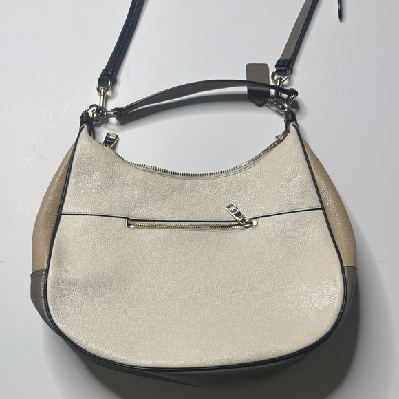 Coach Pebbled Leather Hobo Bag ColorBlock Harley Black/White/Tan - Picture 2 of 6